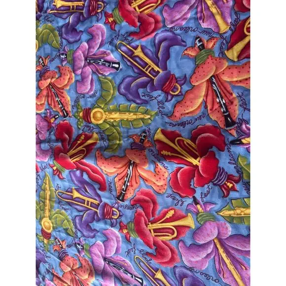 Vintage Bayou Wear Jazz Fest New Orleans Colorful Button Down Shirt size XL